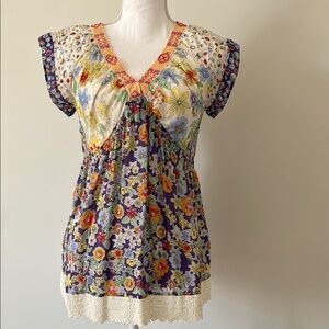 Johnny Was Silk Floral Blouse